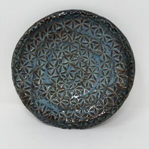 Handmade Tennessee Craft‎ Glazed Ceramic Pottery Plate Bowl Blue Brown 8"